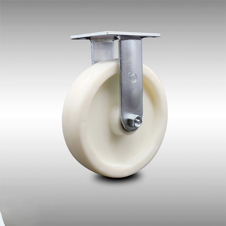 Service Caster 8 Inch Stainless Steel Nylon Wheel Rigid Caster with Roller Bearing SCC SCC-SS30R820-NYR